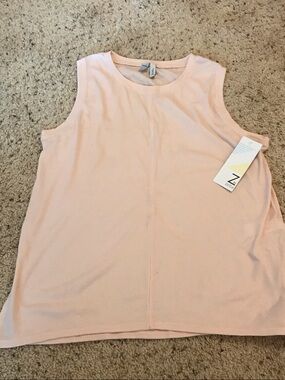 Zella Ribbed Sleeveless Tank Top - Pale Pink